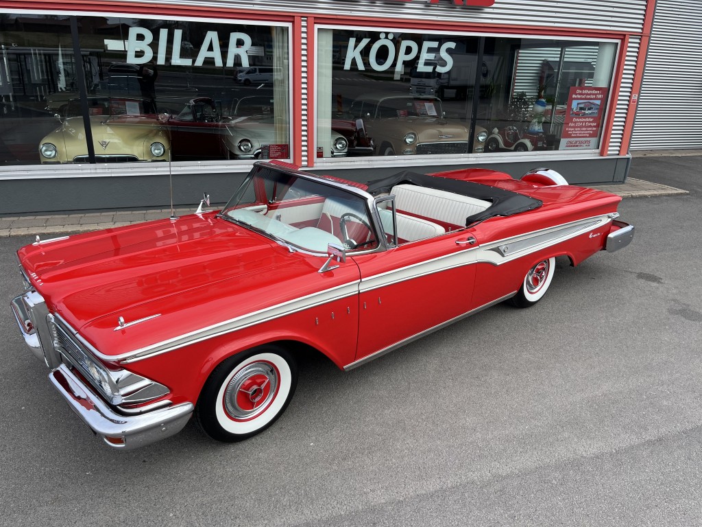 Edsel Corsair Cabrio 1959. V8. Aut. PS. PB. Continental-Kit. Mkt Flosse.